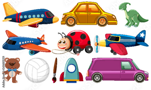 Set of various objects cartoon