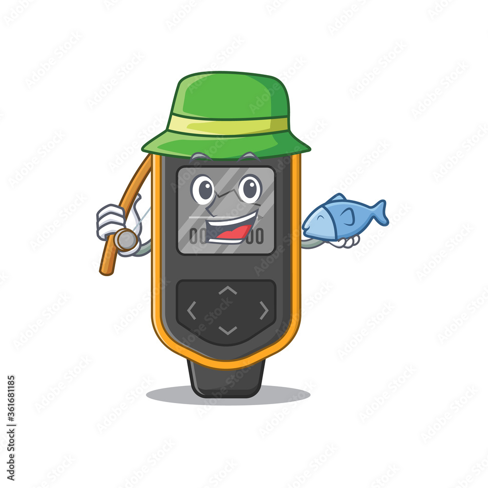 Cartoon design style of dive computer ready goes to fishing Cartoon design style of dive computer ready goes to fishing