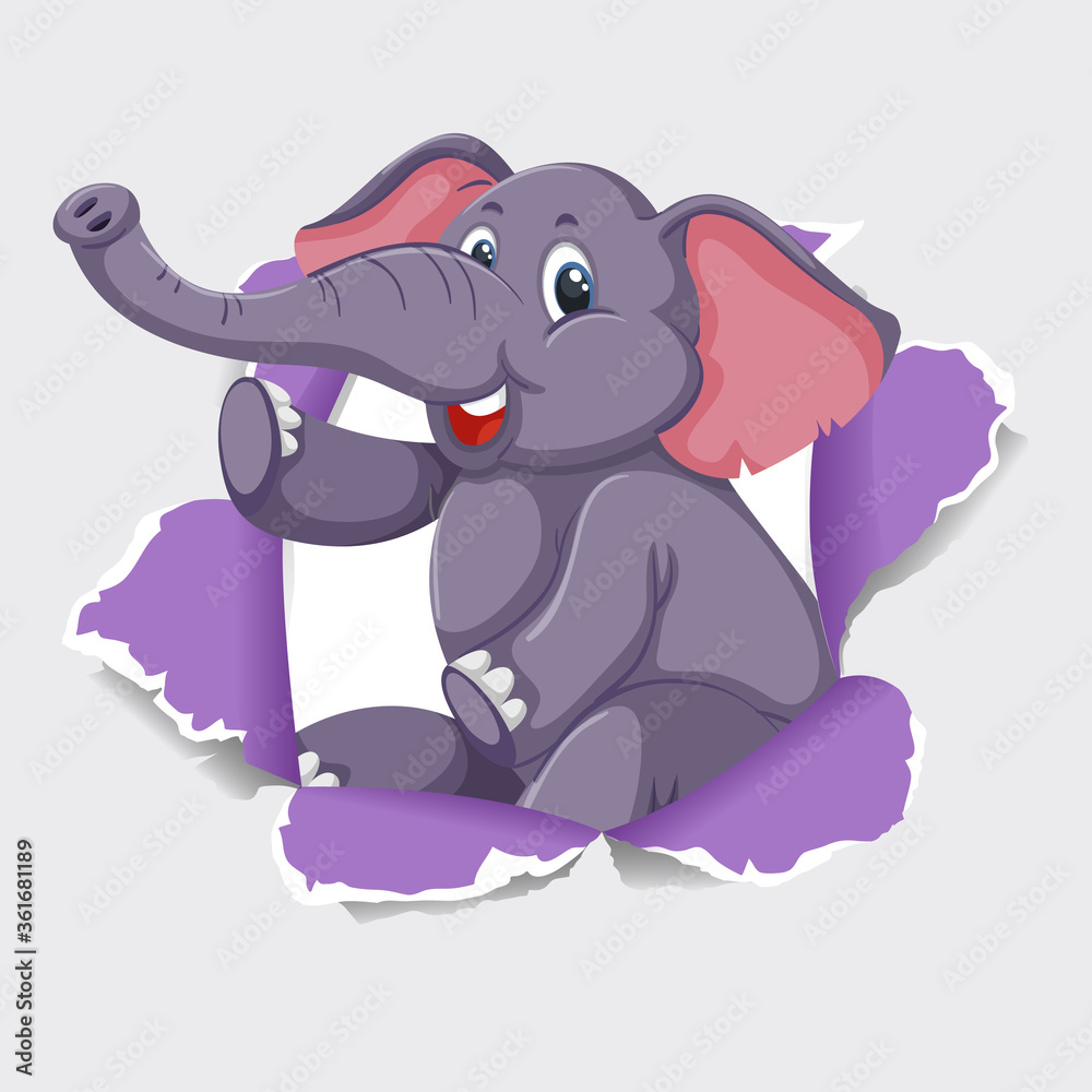 Obraz premium Background template design with wild elephant