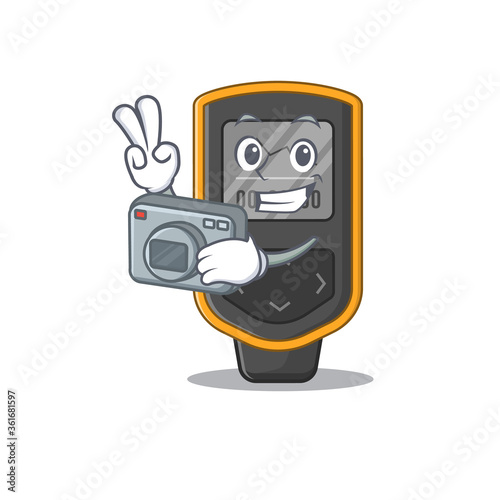 a proficient photographer dive computer cartoon design concept working with camera