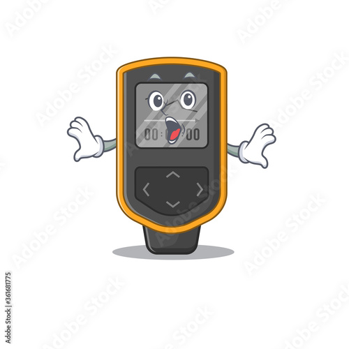 Dive computer mascot design concept showing a amazed gesture