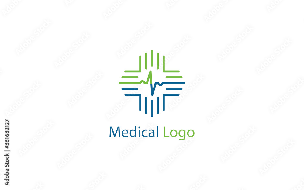 Medical Logo with pulse in simple modern shape Medical Logo with pulse in simple modern shape