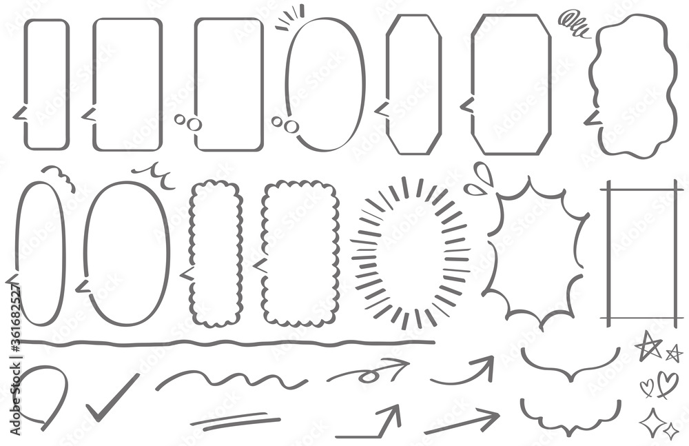 縦の手描き吹き出しセット マーカーの線画 Stock Vector Adobe Stock