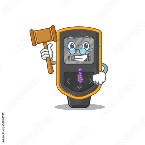 A judicious judge of dive computer caricature concept wearing glasses