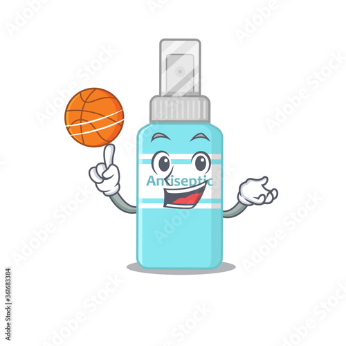 An athletic antiseptic cartoon mascot design with basketball