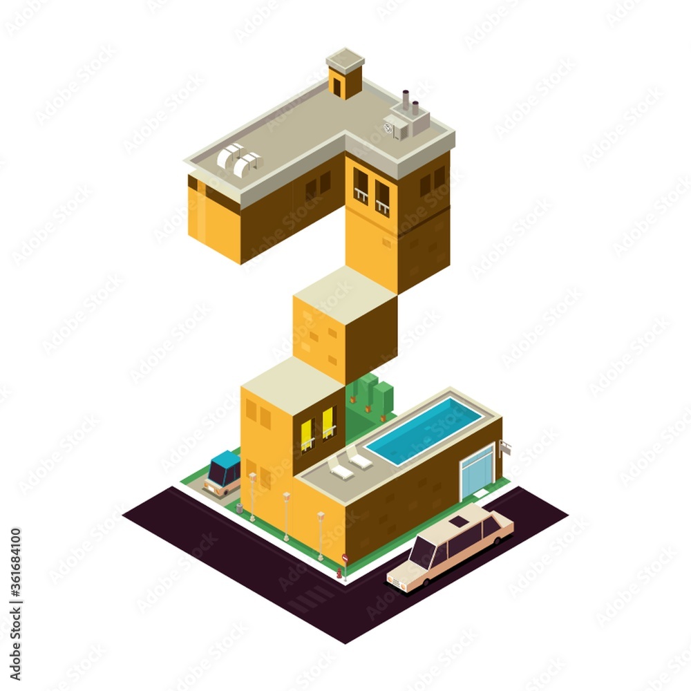Isometric building alphabet Z Isometric building alphabet Z