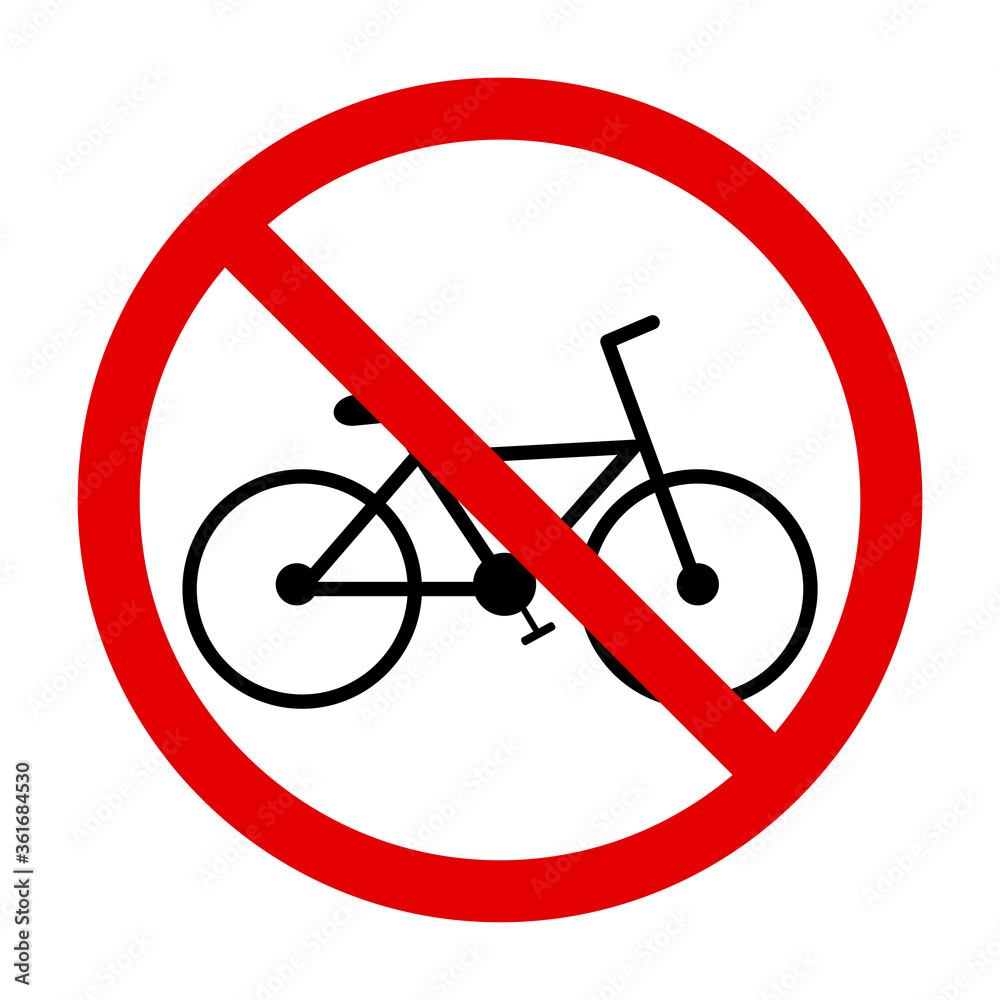Sign prohibiting the use of a bicycle. Cycling warning vector icon. Stock Photo. Sign prohibiting the use of a bicycle. Cycling warning vector icon. Stock Photo.