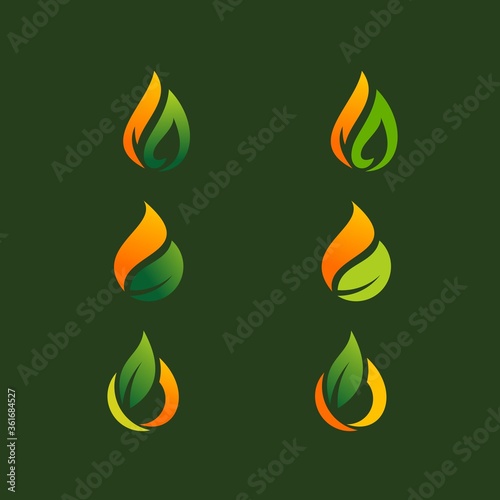 leaf & fire Logo Design Vector Illustration Template Stock Illustration .