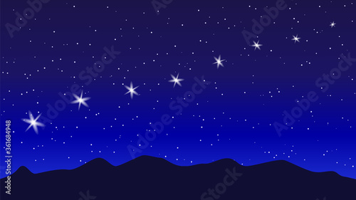 Parade of planets of the solar system. View from planet Earth. Starry sky. Vector illustration.