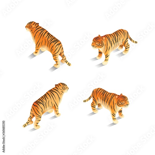 Fototapeta Naklejka Na Ścianę i Meble -  Isometric tigers
