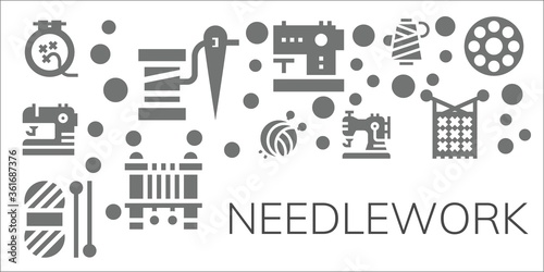 Modern Simple Set of needlework Vector filled Icons