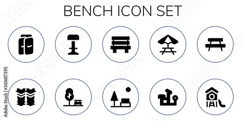 Modern Simple Set of bench Vector filled Icons