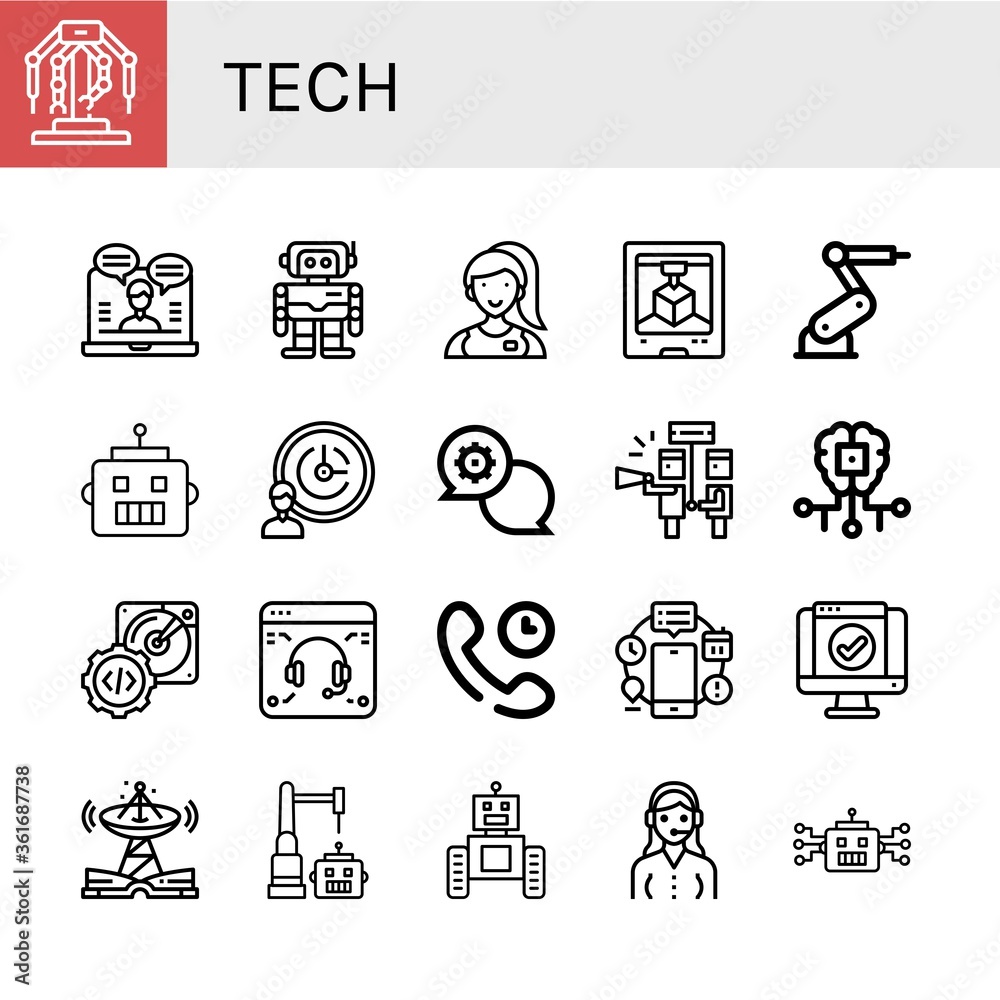 Set of tech icons - obrazy, fototapety, plakaty 