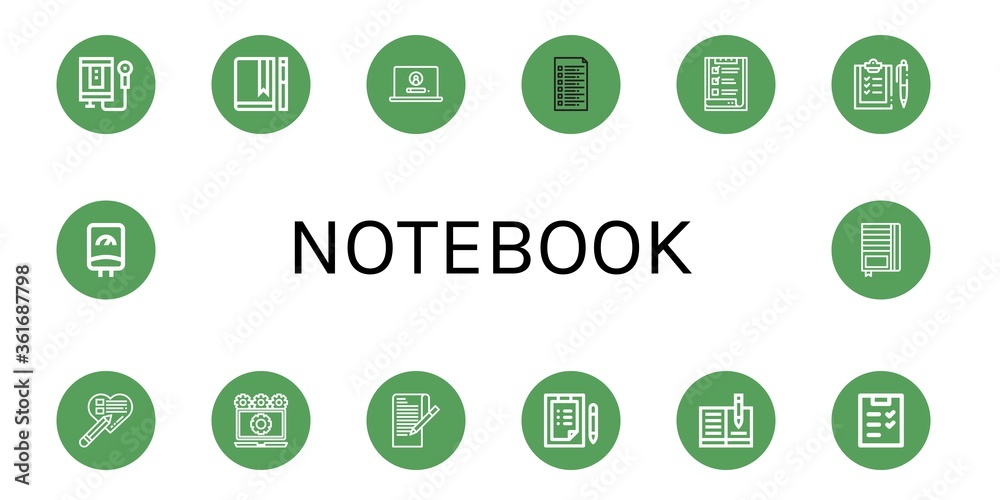 Set of notebook icons Set of notebook icons