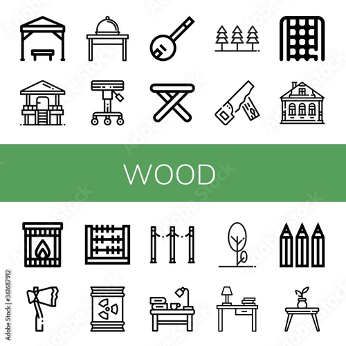 wood simple icons set