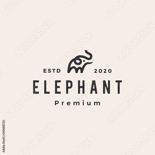 little elephant hipster vintage logo vector icon illustration