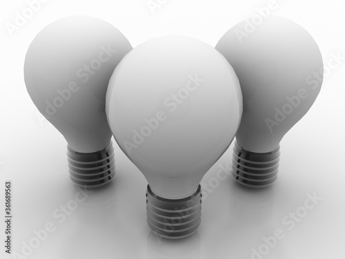 3d rendering led light bulb network with leader
