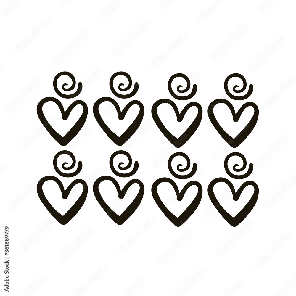 twisters and hearts creative design with brush stroke silhouette style twisters and hearts creative design with brush stroke silhouette style
