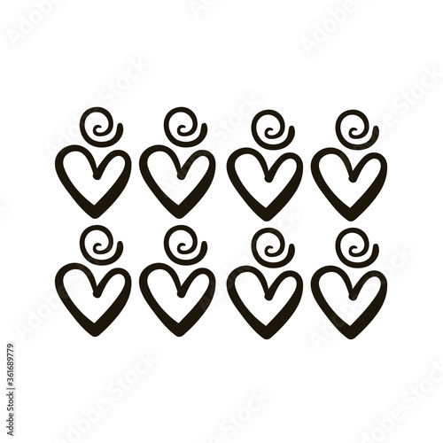 twisters and hearts creative design with brush stroke silhouette style