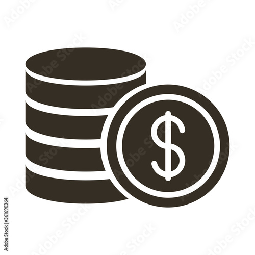 coins money dollars silhouette style icon