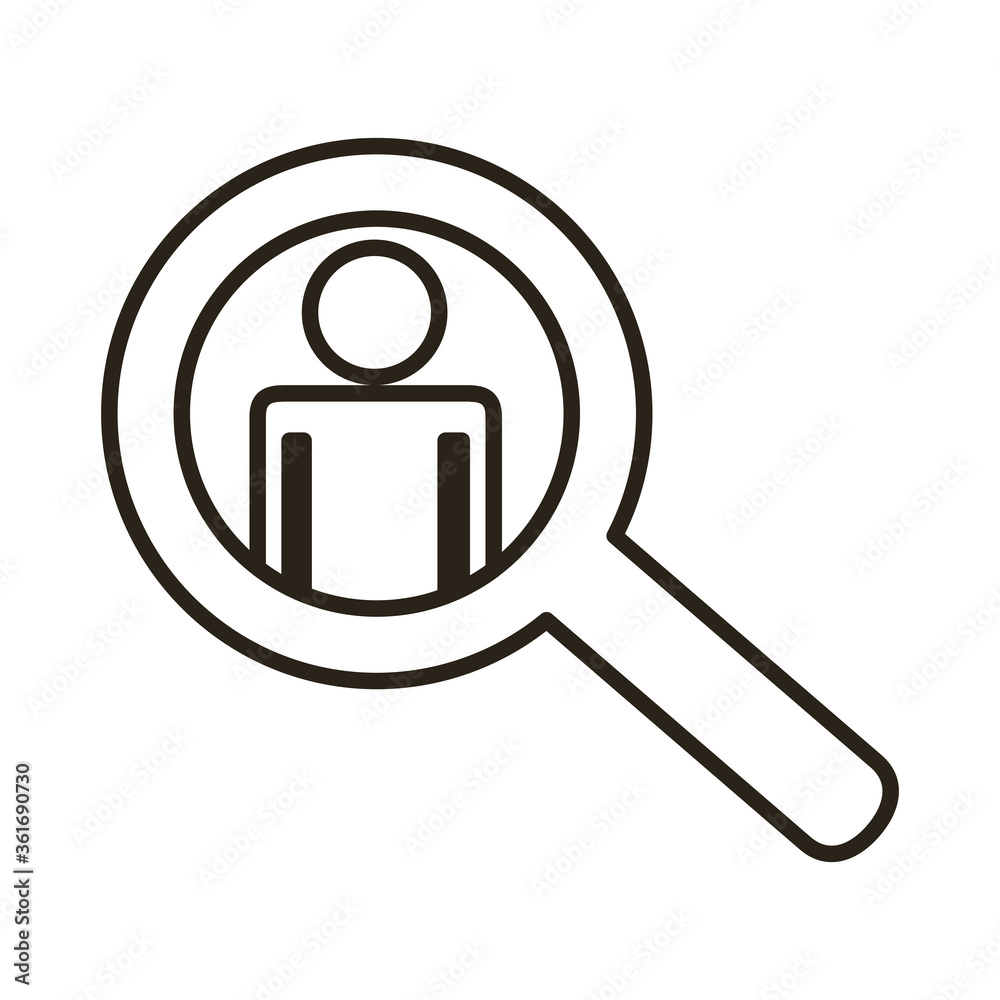 businessman figure with magnifying glass line style icon businessman figure with magnifying glass line style icon