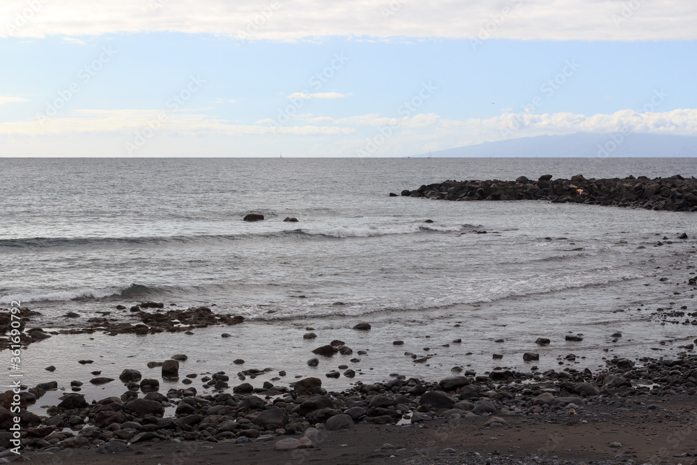 Beach and Atlantic Ocean panorama in holiday resort Playa de las Americas on Canary Island Tenerife, Spain Beach and Atlantic Ocean panorama in holiday resort Playa de las Americas on Canary Island Tenerife, Spain