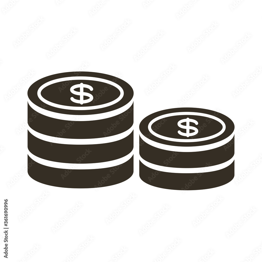 coins money dollars silhouette style icon coins money dollars silhouette style icon