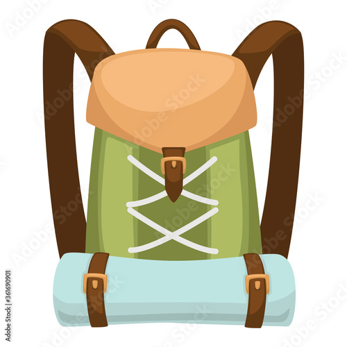 Touristic bag with mat for camping, traveling backpack