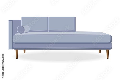 Divan icon. Isolated comfortable couch seat icon. Elegant style living room divan sofa front view. Vector modern interior soft furniture design, home or lounge decoration and comfort