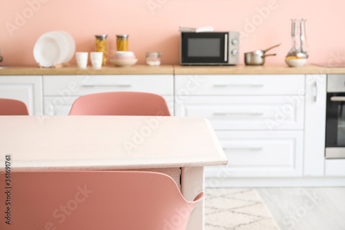 Dining table in interior of...