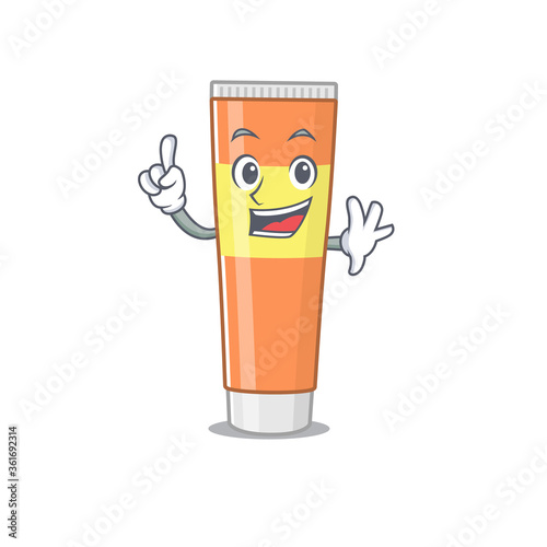 Toothpaste caricature design style with one finger pose