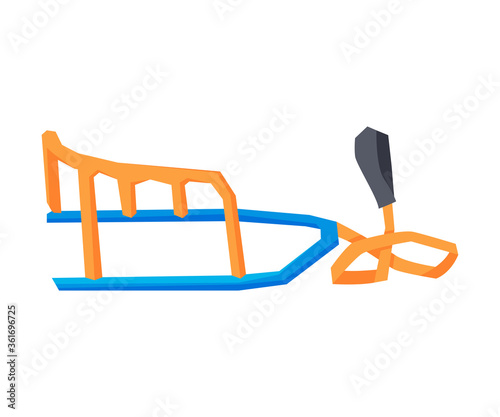 Sled, Toboggan, Winter Outdoor Games and Sports Equipment Vector Illustration