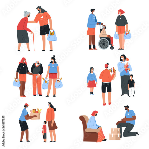Volunteers helping families and senior people during coronavirus