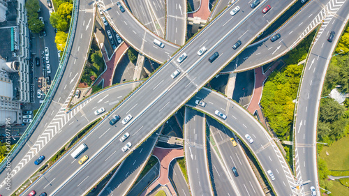 Photography Aerial shot of overpass bridge in Shanghai, China.