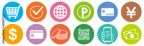 cashless and money vector icons set