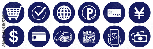 cashless and money vector icons set