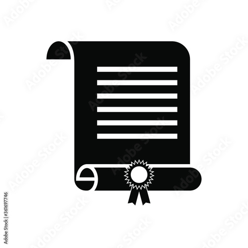 Black line icon for diploma patent degree certificate folder education document graduation qualification. 
