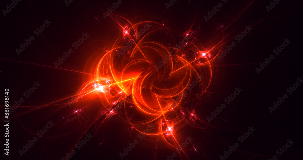 3D rendering abstract red fractal light background 3D rendering abstract red fractal light background