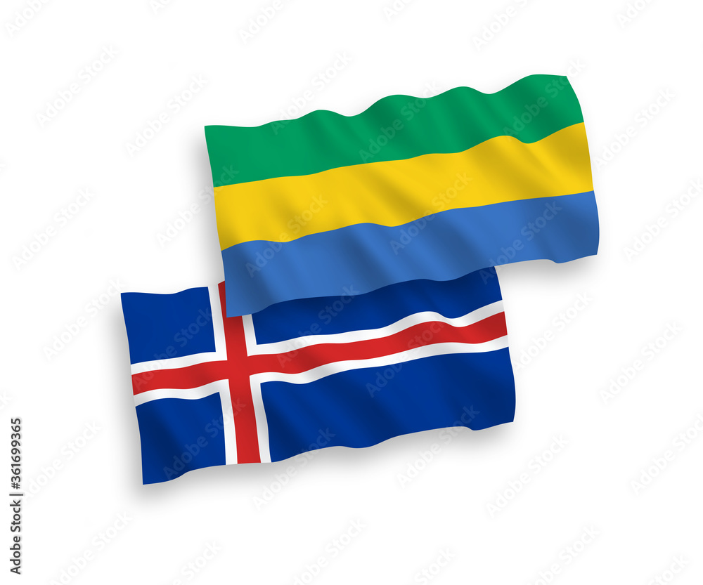 Flags of Gabon and Iceland on a white background Flags of Gabon and Iceland on a white background
