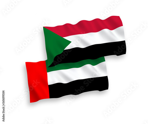 Flags of Sudan and United Arab Emirates on a white background