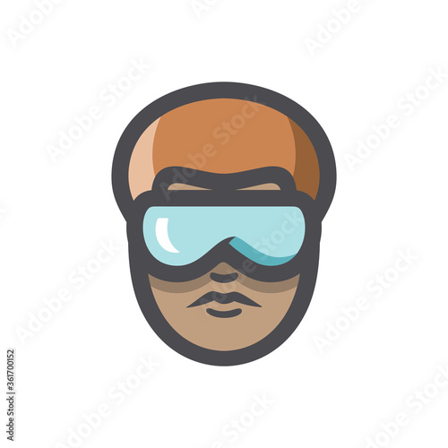 African American men with glasses. Vector Cartoon illustration