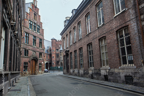 Fototapeta Naklejka Na Ścianę i Meble -  Street along the medieval architecture building in Ghent Belgium