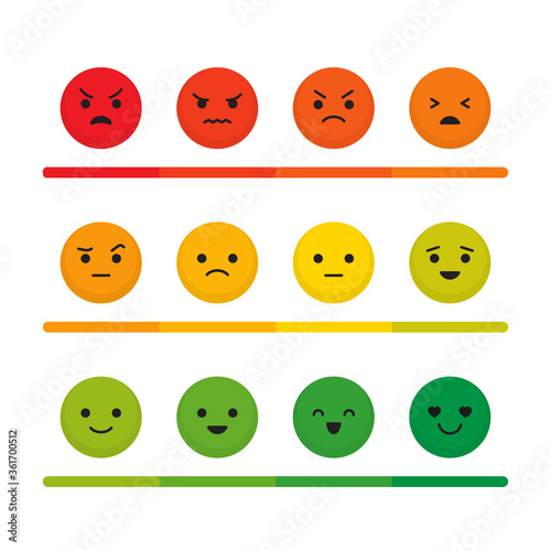 vector illustration user experience feedback concept different mood neutral and negative rating. premium design