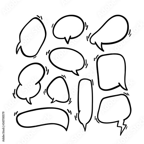 hand drawn speech bubble. vector Line doodle balloon element. premium design