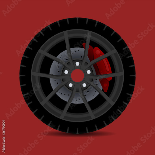 Sports car rim. car tyre collection isolated graphic design for modern transportation car.