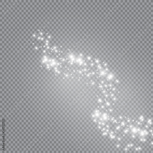 Vector sparkling falling star. Stardust trail. Glow light effect. Vector illustration. Christmas flash Concept.