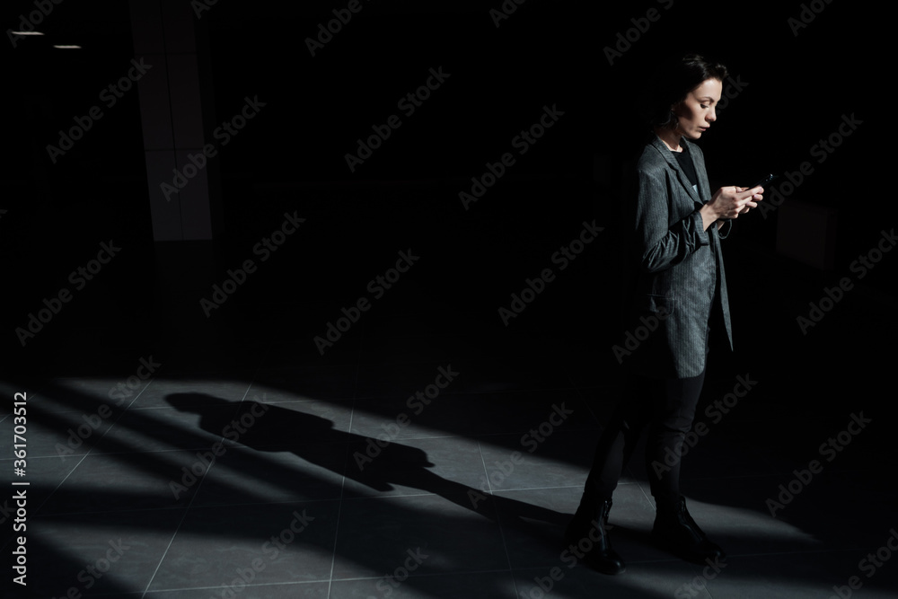 Modern business woman in the office with copy space.