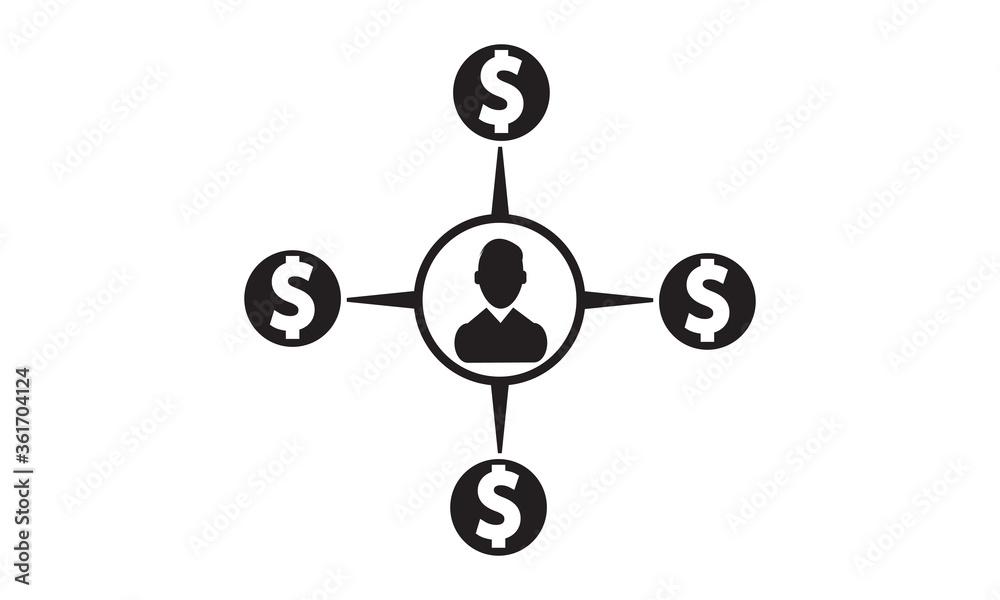 Currency management network and business network icon. vector graphics Currency management network and business network icon. vector graphics