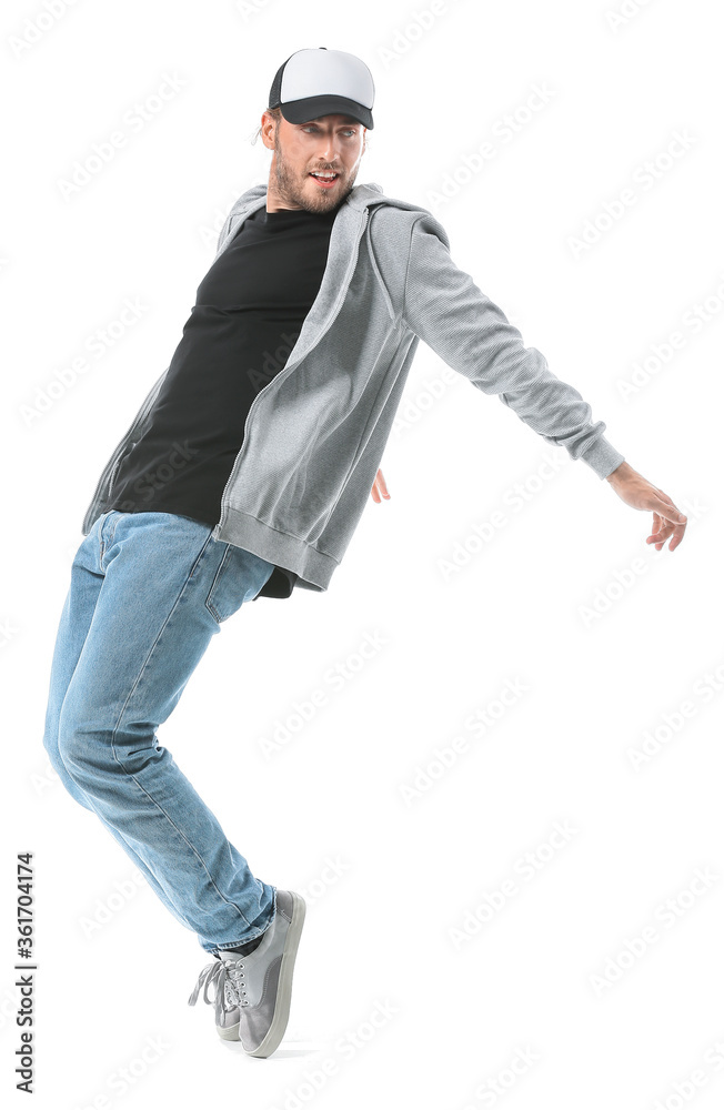 Male hip-hop dancer on white background Male hip-hop dancer on white background