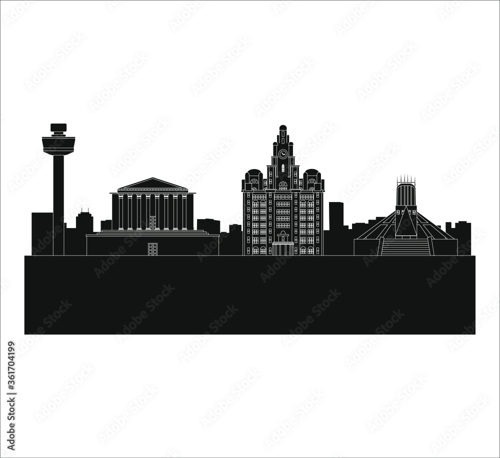 liverpool city skyline in england